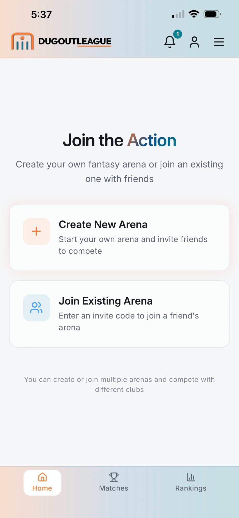 Join Arena Screen